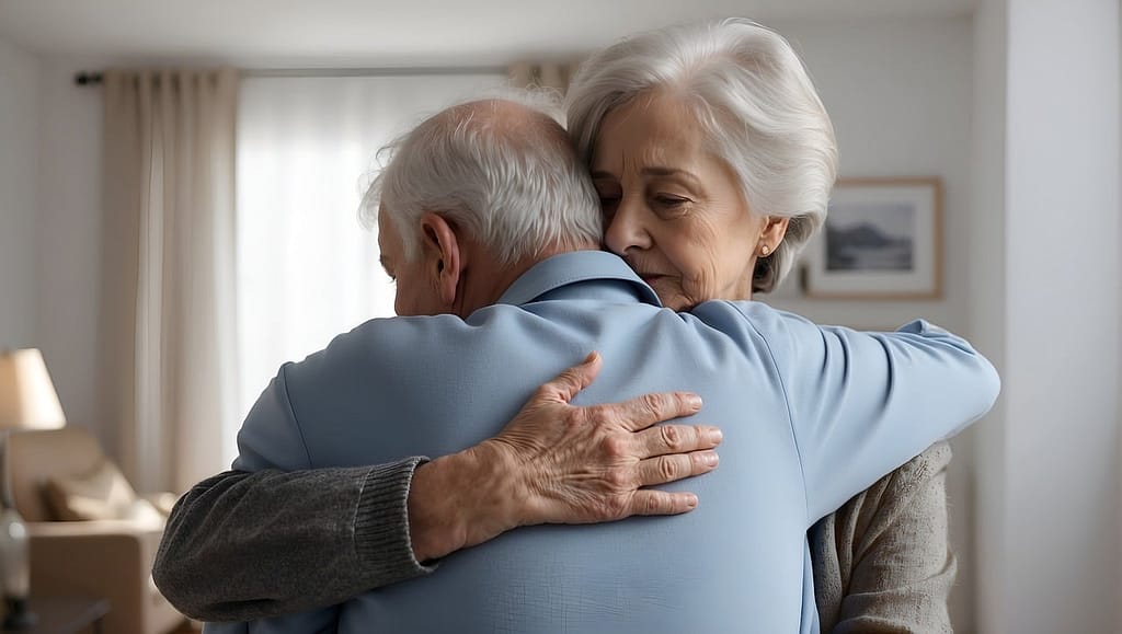 Pareja de ancianos abrazandose